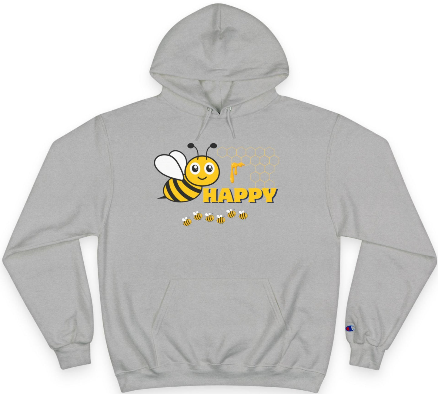Be Happy Mid-weight Champion Hoodie – Durable & Year-Round Comfort Cute and Cheerful Sweatshirt for All Ages