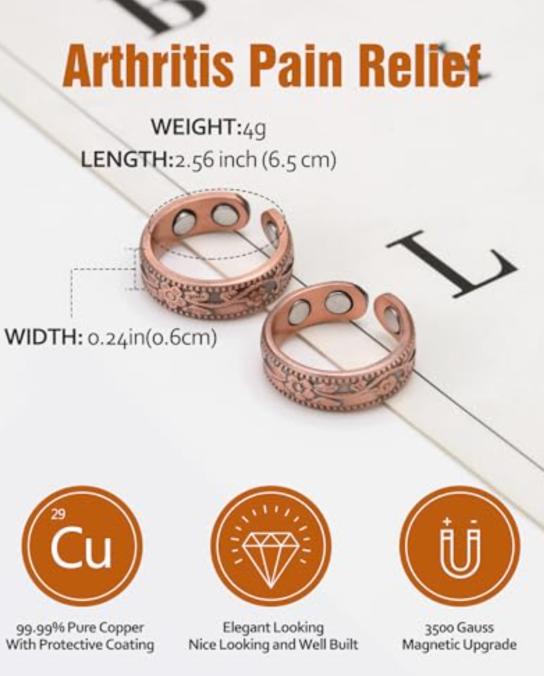Adjustable Magnetic Copper Heart Rings for Women - Perfect Christmas Jewelry Gift with Elegant Ring Box