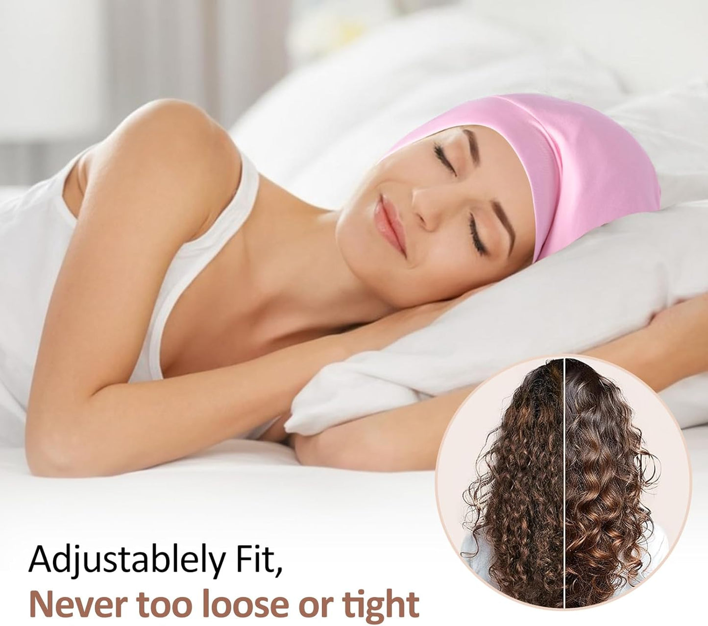 Satin Bonnet Silk Lined Sleep Cap- Adjustable Hair Cover for Women Men Frizzy Hair Night Cap Patients Care