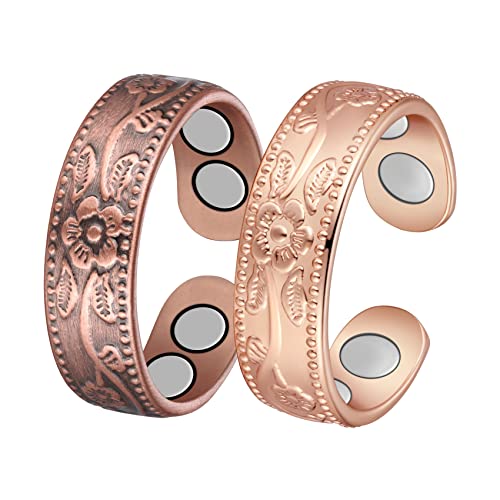 Adjustable Magnetic Copper Heart Rings for Women - Perfect Christmas Jewelry Gift with Elegant Ring Box