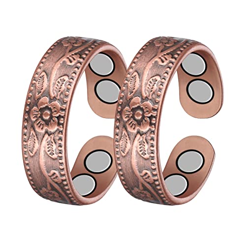 Adjustable Magnetic Copper Heart Rings for Women - Perfect Christmas Jewelry Gift with Elegant Ring Box
