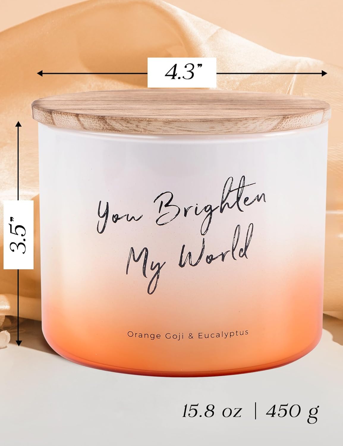 Orange Goji Berry & Eucalyptus 3-Wick Scented Candle - 15.8 Oz Aromatherapy Candle for Stress Relief & Relaxation - Perfect Gift for Everyone - You Brighten My World