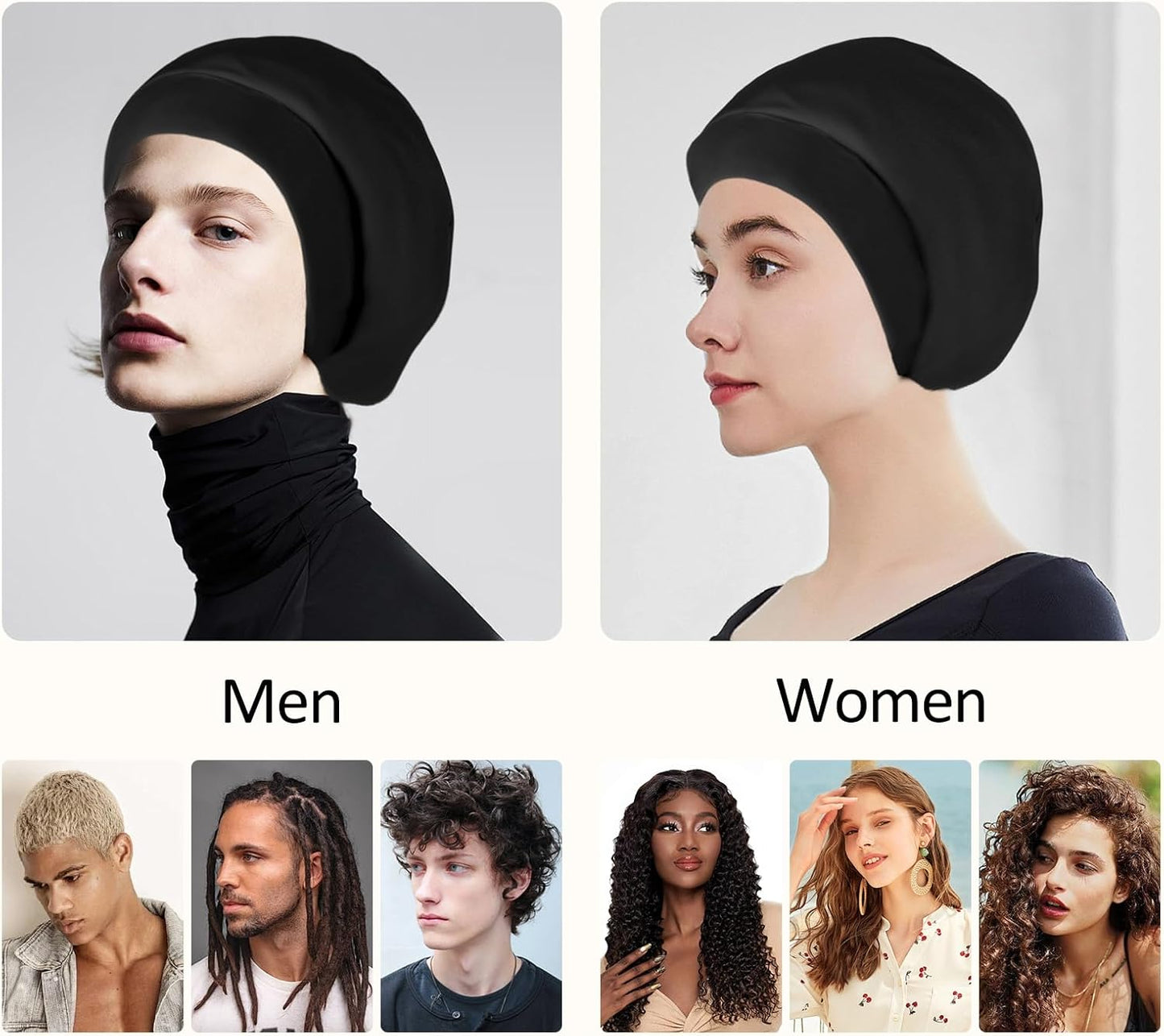Satin Bonnet Silk Lined Sleep Cap- Adjustable Hair Cover for Women Men Frizzy Hair Night Cap Patients Care