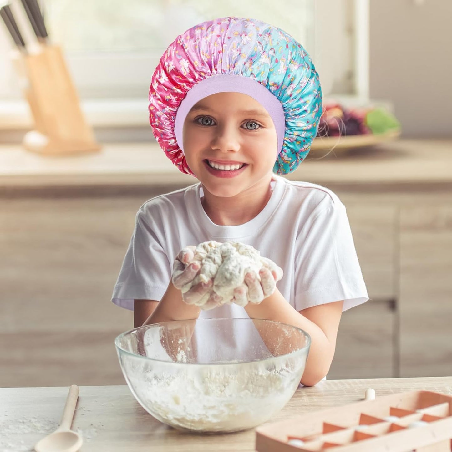 3 Pcs Satin Silk Kids Bonnets - Soft Sleep Caps for Girls with Wide Band for Comfortable Nighttime Wear