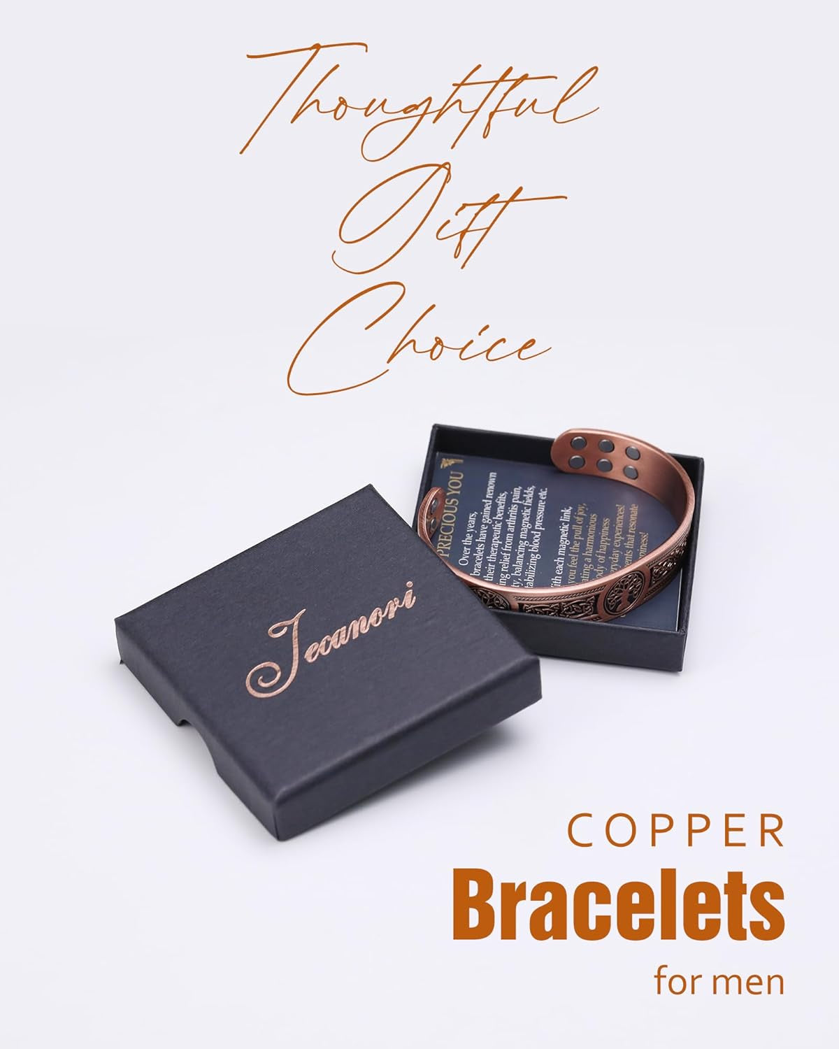 Elevate Your Style with Our Powerful 18X Strength Copper Bracelet for Men! 💪✨ 3,800 Gauss Magnets & 99.99% Pure Copper - The Perfect Gift! 🎁