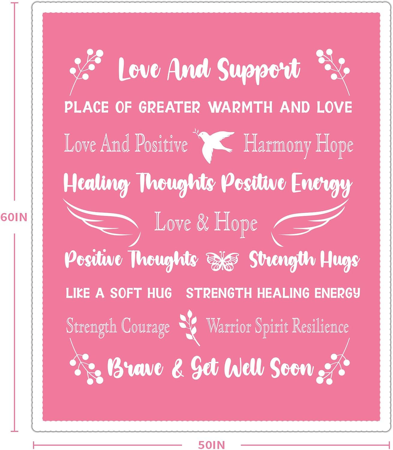 Inspirational Pink Sherpa Fleece Throw Blanket for Breast Cancer Warriors - Super Soft & Warm Get Well Gift for Women (50"X60")