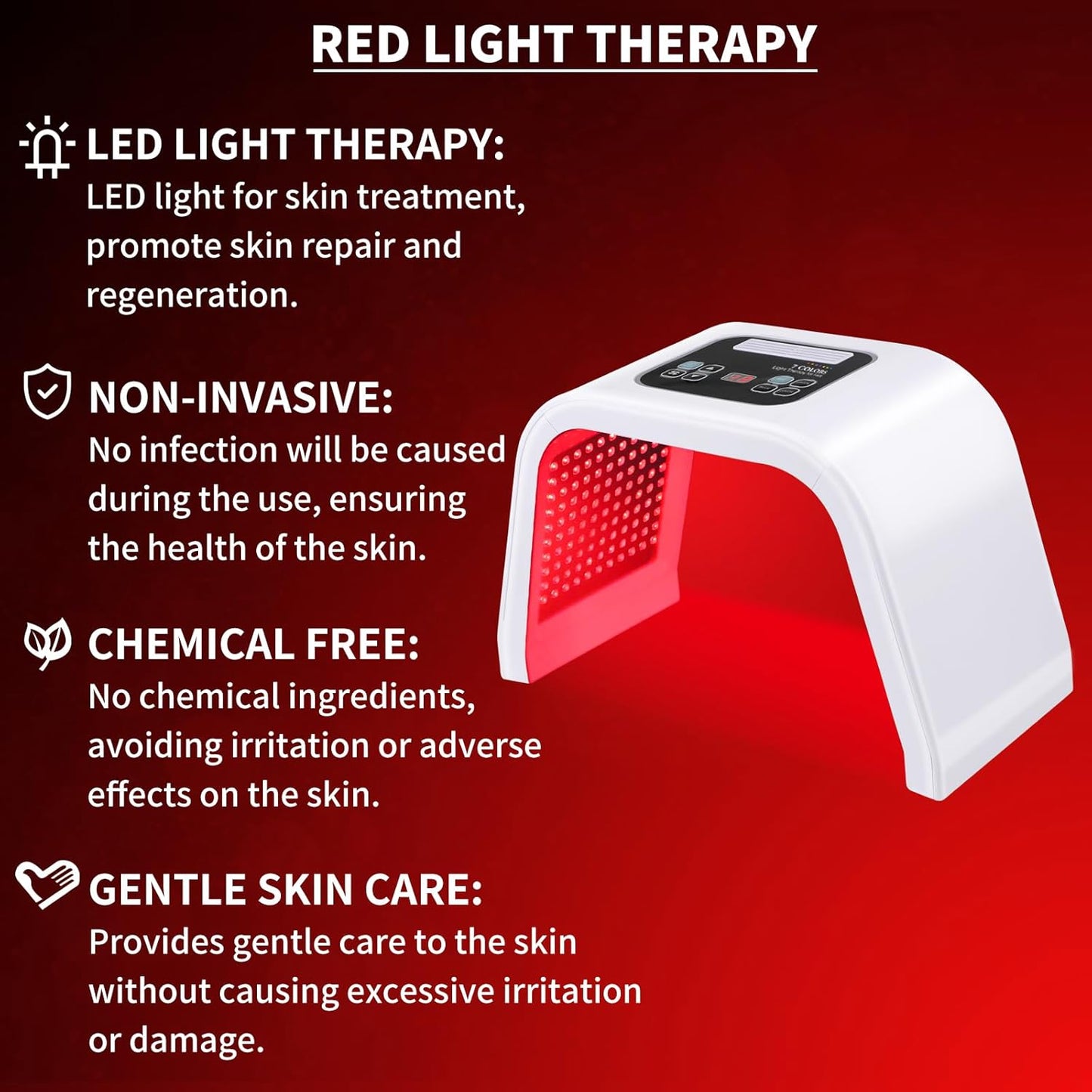 Transform Your Skin at Home: 7 Color Red Light Therapy Device for Face and Neck - Ultimate LED Beauty Tool
