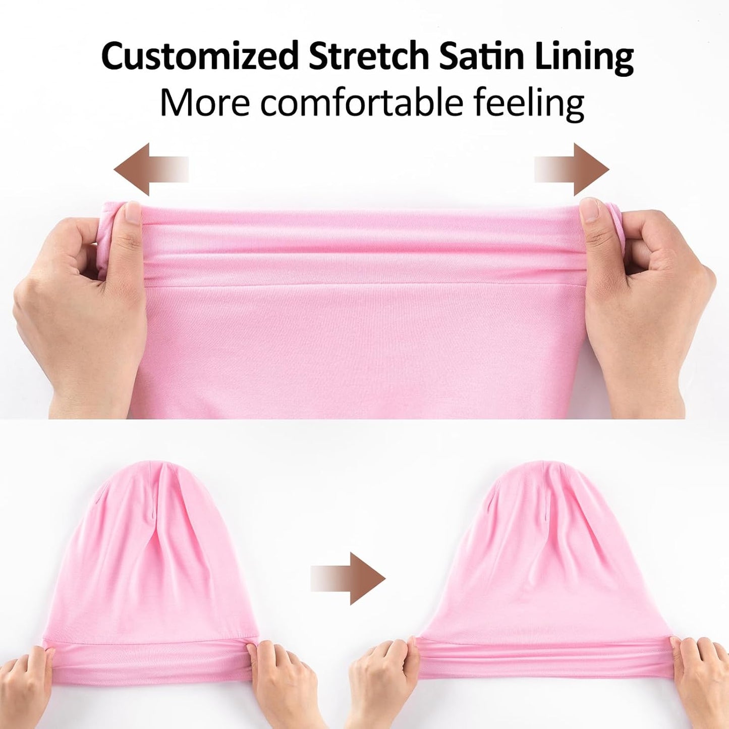 Satin Bonnet Silk Lined Sleep Cap- Adjustable Hair Cover for Women Men Frizzy Hair Night Cap Patients Care