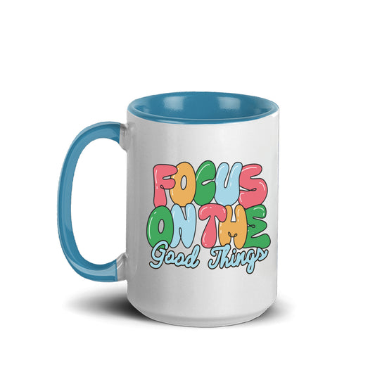Focus On The Good Things and Sip in style with our 15oz Accent Mug! Perfect for your favorite drinks! ☕✨