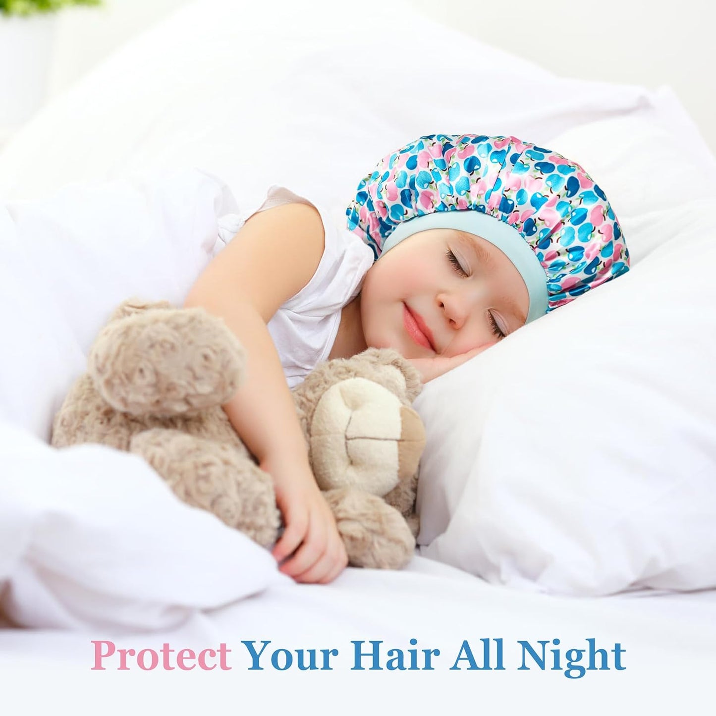 3 Pcs Satin Silk Kids Bonnets - Soft Sleep Caps for Girls with Wide Band for Comfortable Nighttime Wear