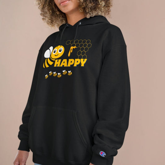 Be Happy Mid-weight Champion Hoodie – Durable & Year-Round Comfort Cute and Cheerful Sweatshirt for All Ages