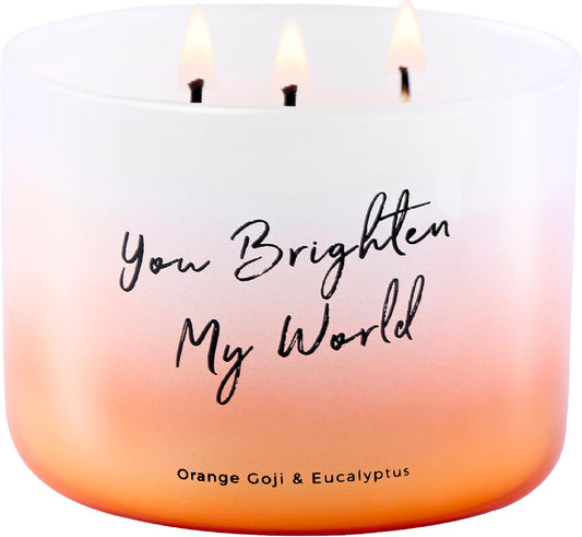 Orange Goji Berry & Eucalyptus 3-Wick Scented Candle - 15.8 Oz Aromatherapy Candle for Stress Relief & Relaxation - Perfect Gift for Everyone - You Brighten My World