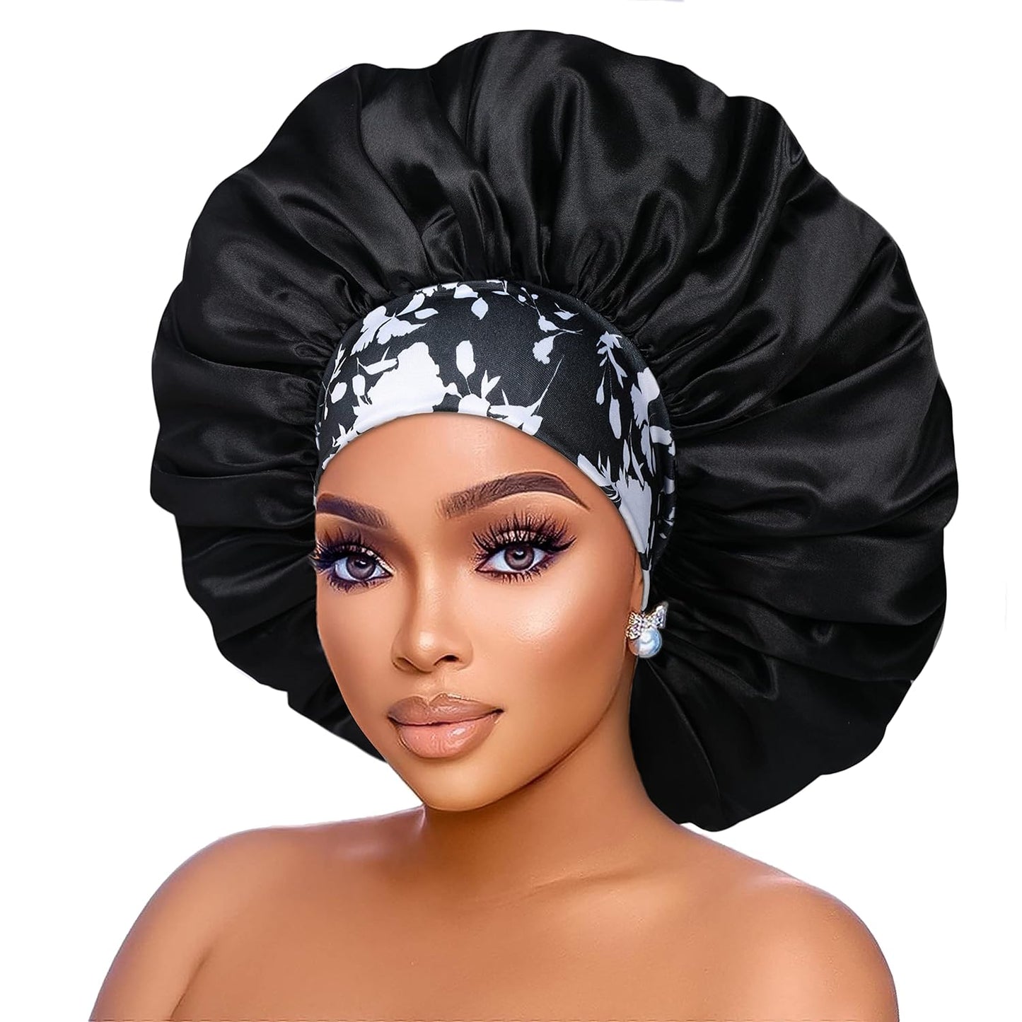 Upgrade your beauty sleep with our 2-Pack Extra Large Silk Satin Bonnets! 🌙💖 Perfect for braids and curls, featuring a comfy flower band. Available in chic black & teal! #HairCare #BeautyEssentials #SatinBonnets