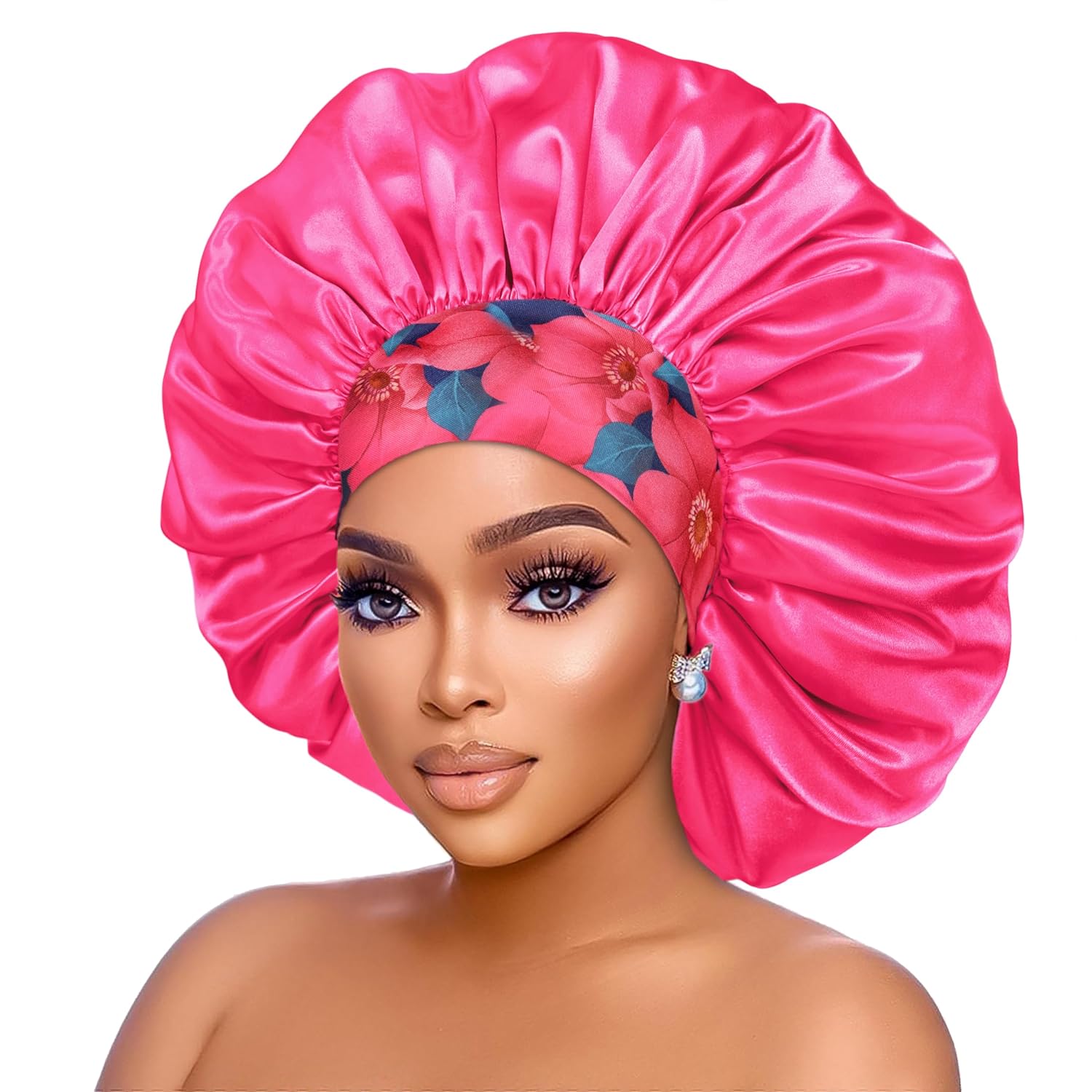 Upgrade your beauty sleep with our 2-Pack Extra Large Silk Satin Bonnets in Blue & Hot Pink! Perfect for luscious locks! 🌙💖 #HairCare #BeautySleep