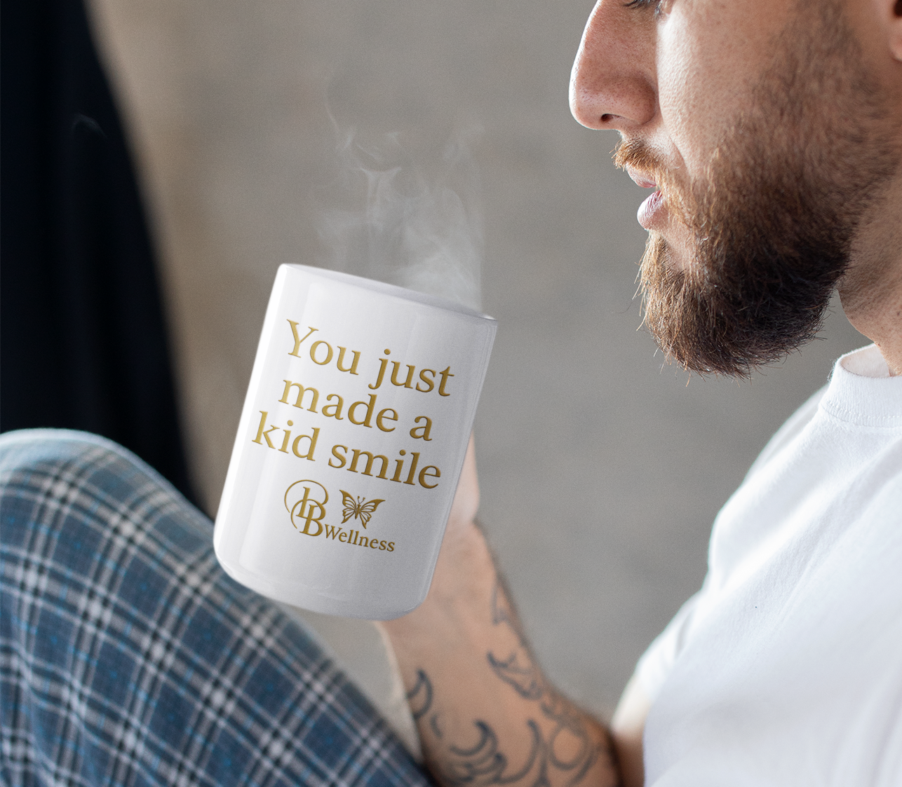 White glossy "You Just Made a Kid Smile” – Mission Wellness Mug