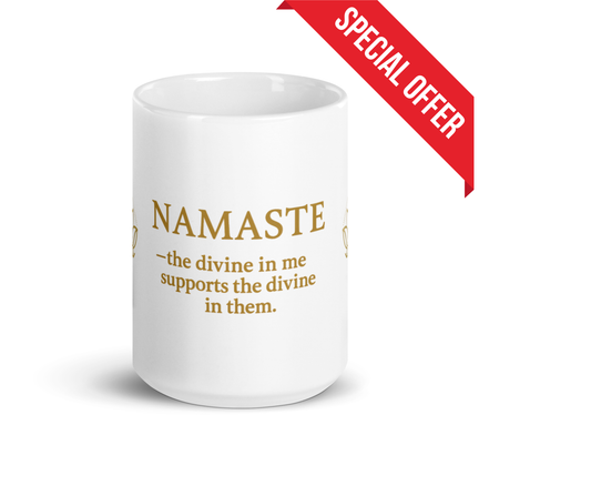 NAMASTE Lotus Edition — 15 oz Signature Inner Peace White glossy mug
