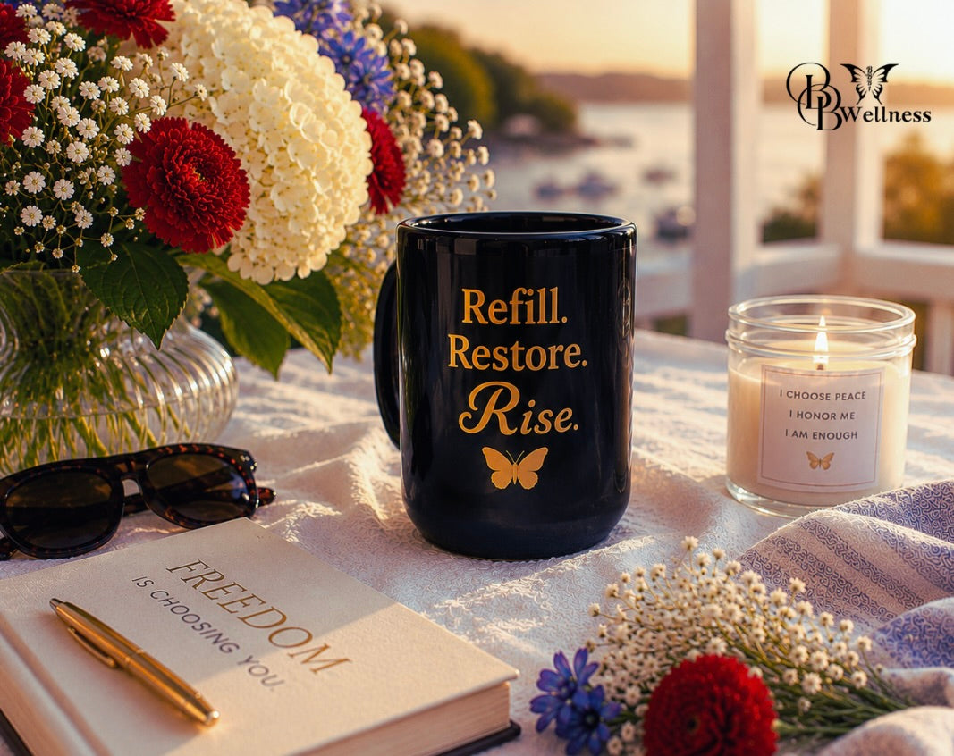 Refill. Restore. Rise. — 15oz Luxury Wellness Mug/ Noir Collection