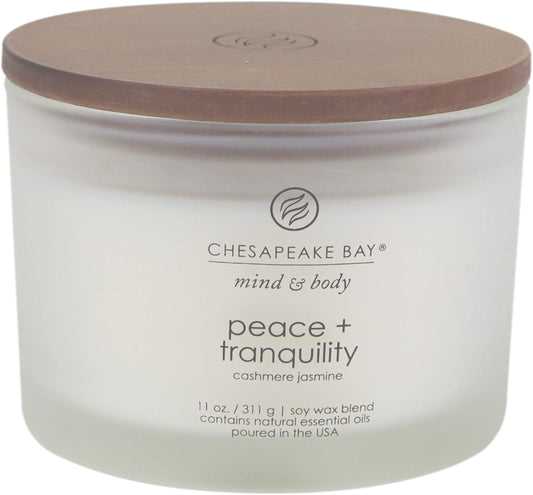 Peace & Tranquility Scented Candle - Cashmere Jasmine 3-Wick Coffee Table Jar