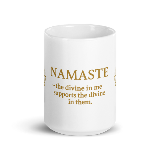 NAMASTE Lotus Edition — 15 oz Signature Inner Peace White glossy mug