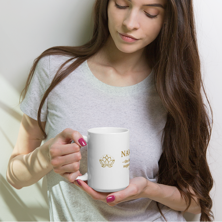 NAMASTE Lotus Edition — 15 oz Signature Inner Peace White glossy mug